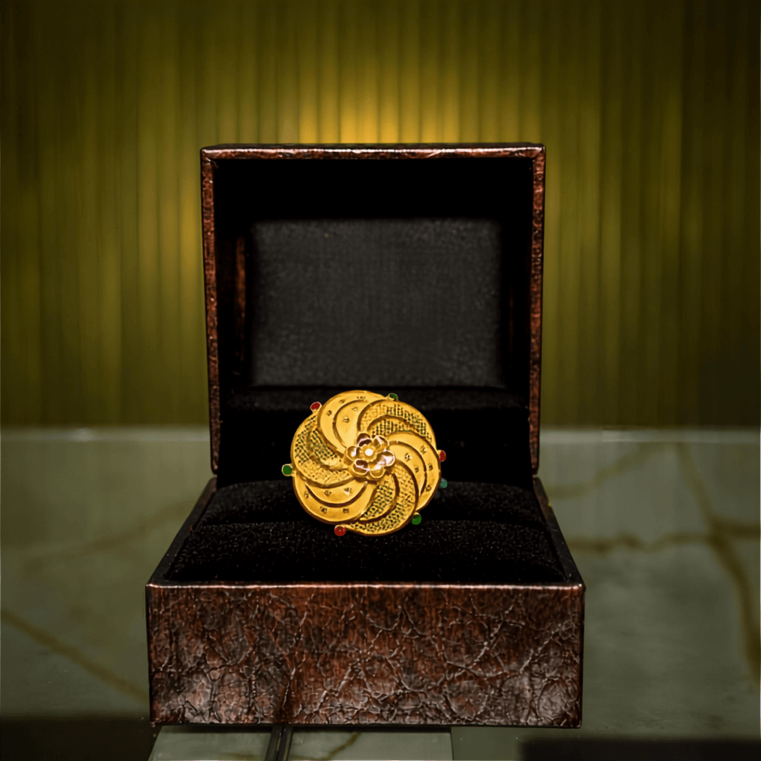 Swirl Petal Gold Cocktail Ring — Siddhivinayak Jewellers